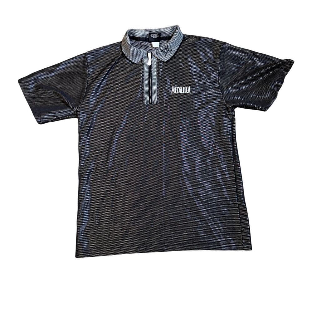 Vintage Metallica Giant Black Mesh Quarter Zip Polo